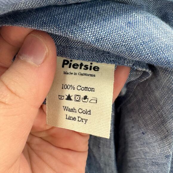 In The Field x Pietsie Womens OS Blue Lagenlook Side Pockets Cotton Dress - Picture 4 of 6